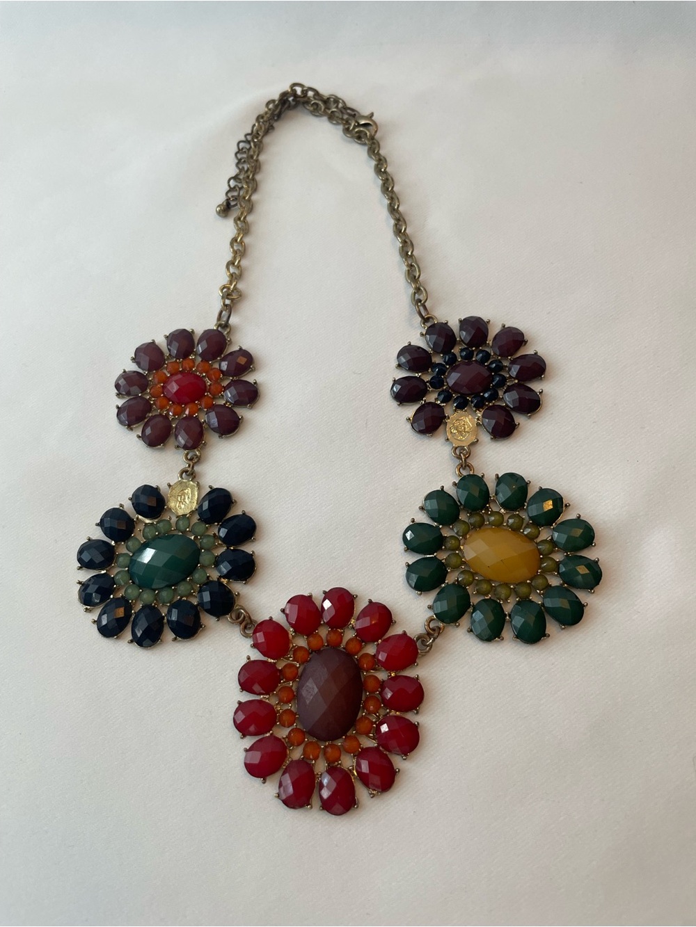Floral Bib Flower Cluster Statement Boho Chic Fall Fashion Multi Color Necklace